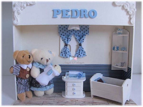 Porta maternidade Família urso com iluminação